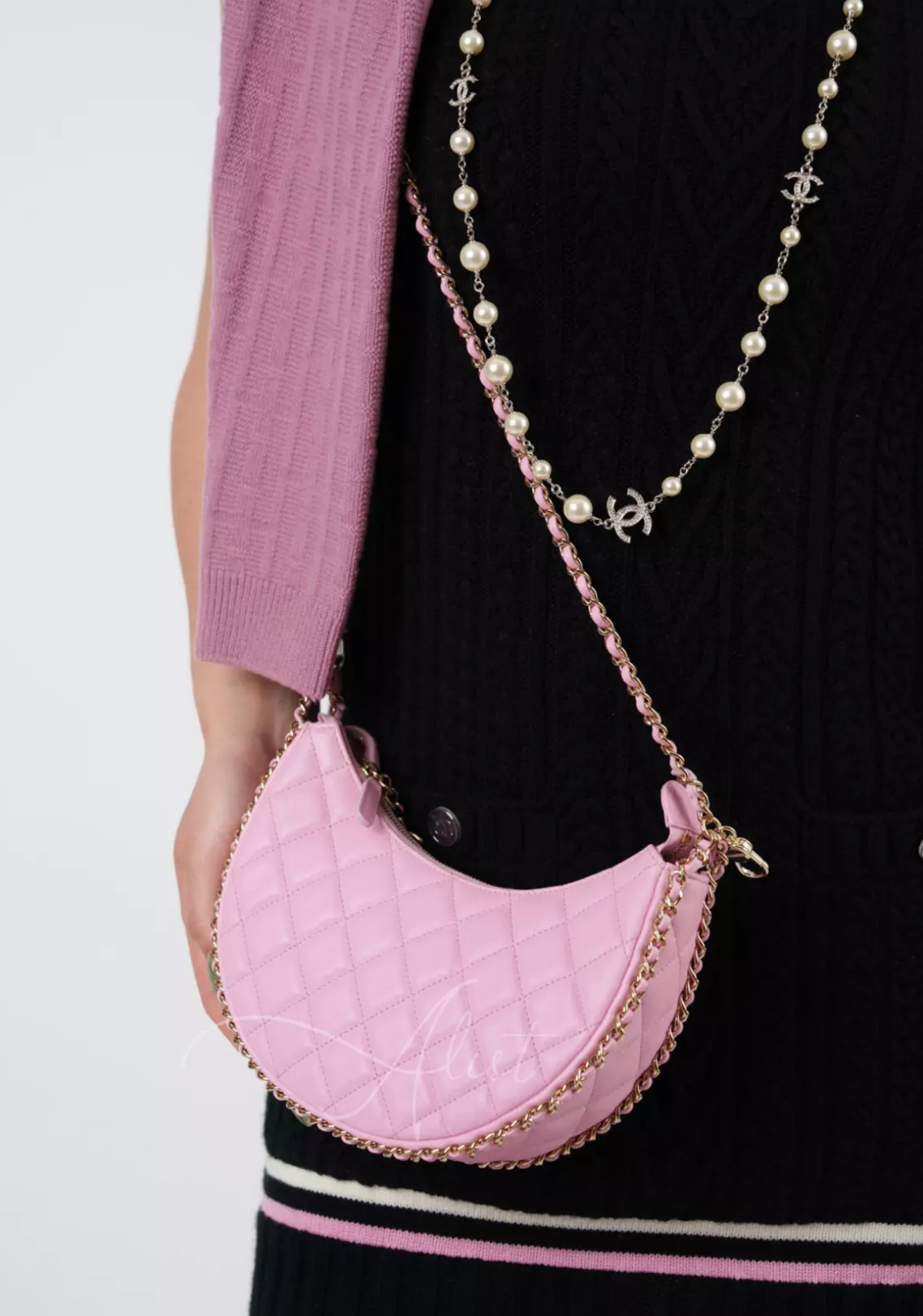 Chanel 23P Small Half Moon Hobo Bag In Lilac Pink With Gold Hardware