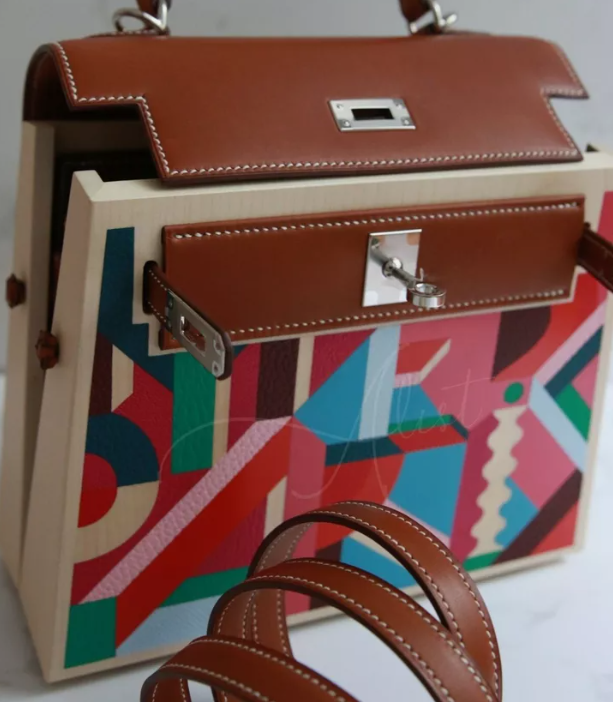 Hermes Kelly Wood Perspective 22 Cavaliere Multicolor B Stamp NEW