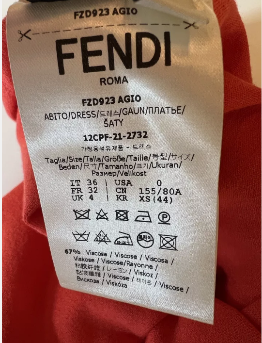 Fendi Mesh Print Logo Dress in Coral size 36 Limited Edition NEW