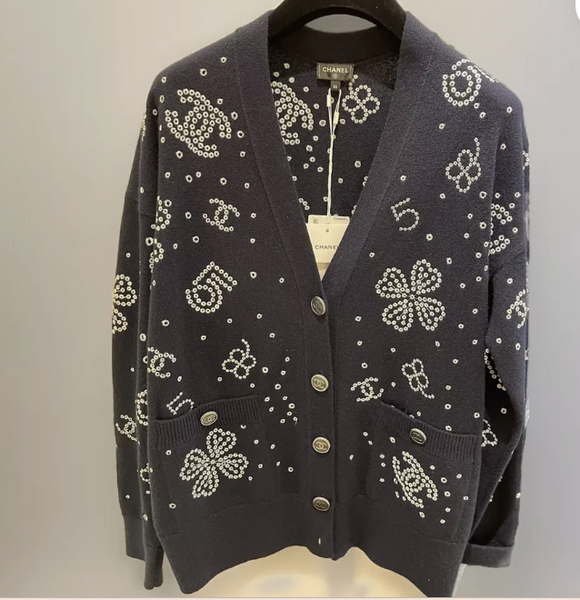 シャネル　26C ブルーアイス　カーディガン2点セット NWT CHANEL LOGO MANIA 23P CARDIGAN SIZE FR46 | eBay
