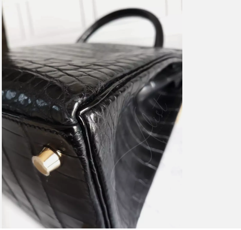 Hermes Kelly 28 Noir/Black Matte Niloticus Crocodile Gold HW NEW Kept Unused