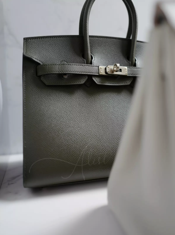 NEW Hermes Birkin 25 Vert De Gris Epsom Sellier Palladium  HW Original Receipt