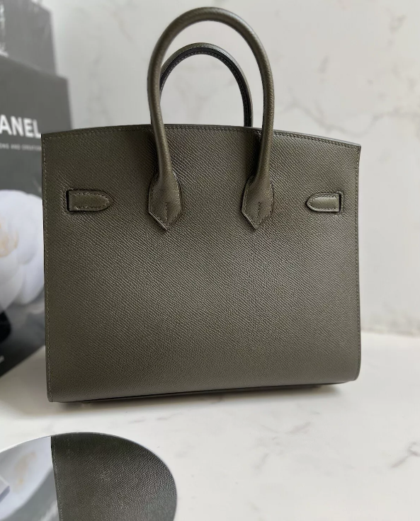 NEW Hermes Birkin 25 Vert De Gris Epsom Sellier Palladium  HW Original Receipt