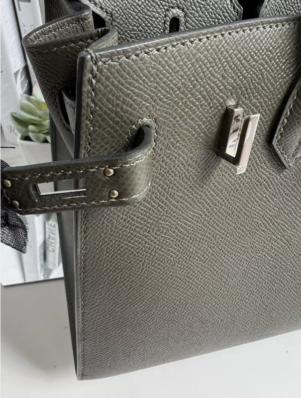 NEW Hermes Birkin 25 Vert De Gris Epsom Sellier Palladium  HW Original Receipt