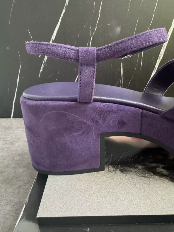 BNIB Hermes Jam 30 H Sandal Wedges Suede In Violet/Amethyst Size 38