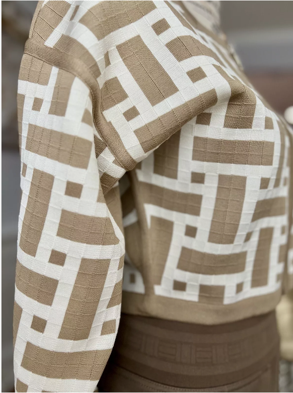 NEW Hermes Mosaique Short Zipped Jacket 38 Beige/Toast $3500 Retail