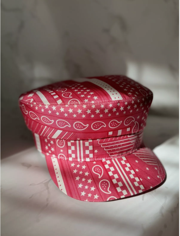 NEW Hermes Women's Deauville Hat Zigzag Printed Silk in Rose Azalea 57