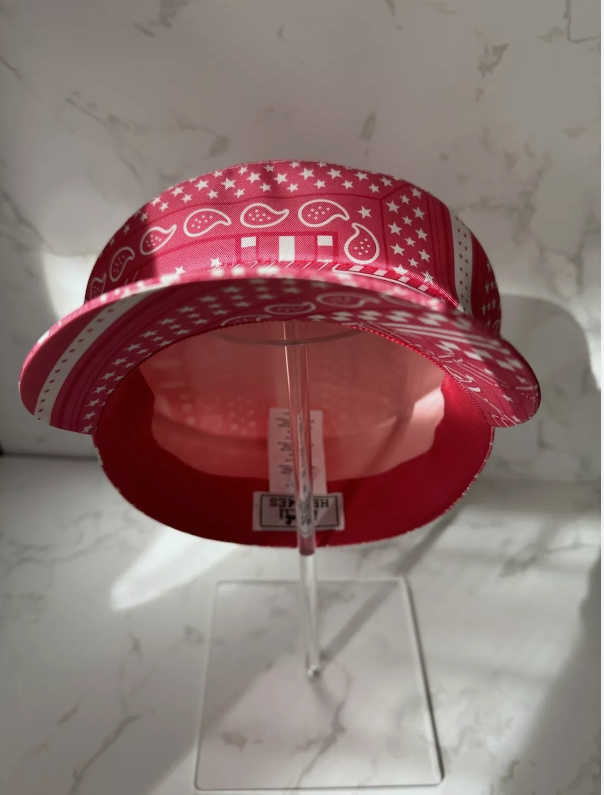 NEW Hermes Women's Deauville Hat Zigzag Printed Silk in Rose Azalea 57