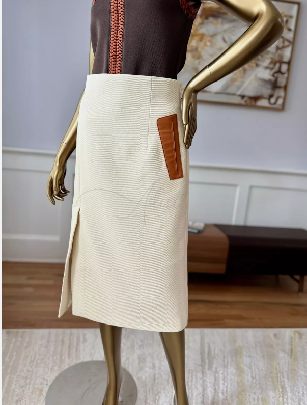 NEW Hermes High Waisted Pencil Skirt Haute Cavalry sz 38 Blanc Natural SOLD OUT