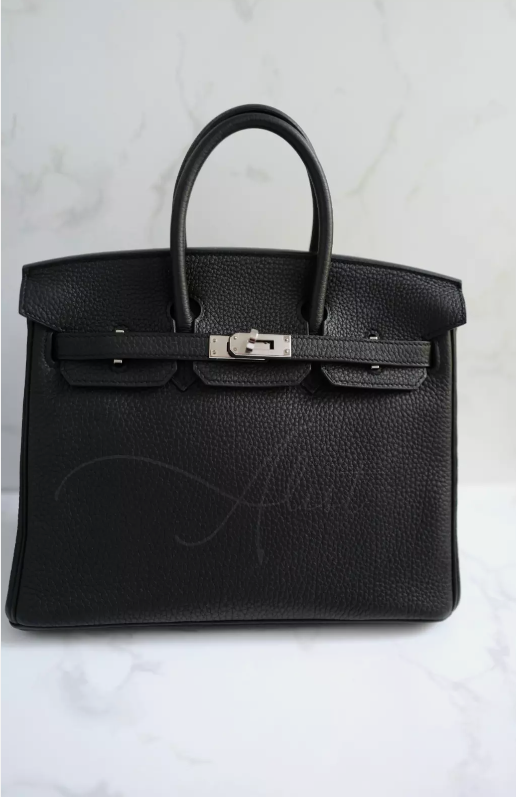 Hermes Birkin 25 Noir Black Togo Palladium Hardware C With Original Receipt