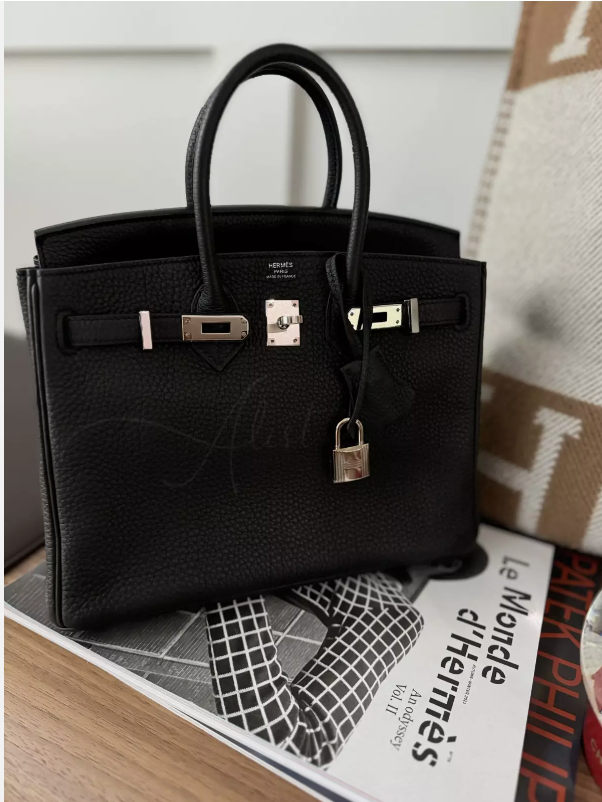 Hermes Birkin 25 Noir Black Togo Palladium Hardware C With Original Receipt