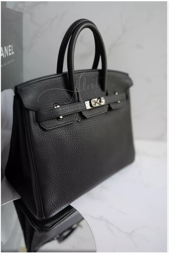 Hermes Birkin 25 Noir Black Togo Palladium Hardware C With Original Receipt