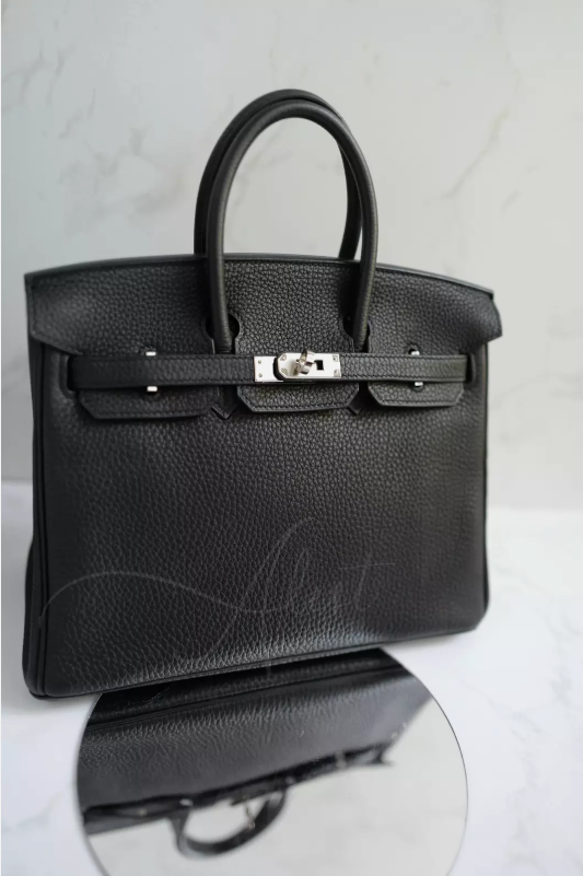 Hermes Birkin 25 Noir Black Togo Palladium Hardware C With Original Receipt