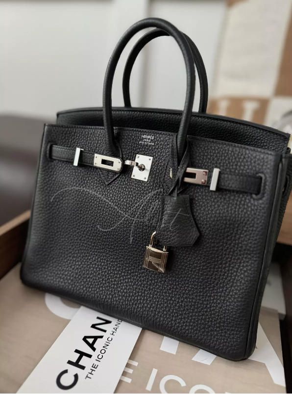 Hermes Birkin 25 Noir Black Togo Palladium Hardware C With Original Receipt