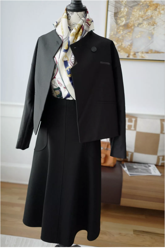 NEW Hermes Veste Blazer Noir/black With Buttons Detail Cuir Double Size 36