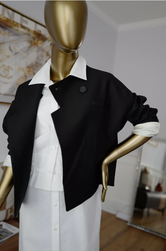 NEW Hermes Veste Blazer Noir/black With Buttons Detail Cuir Double Size 36