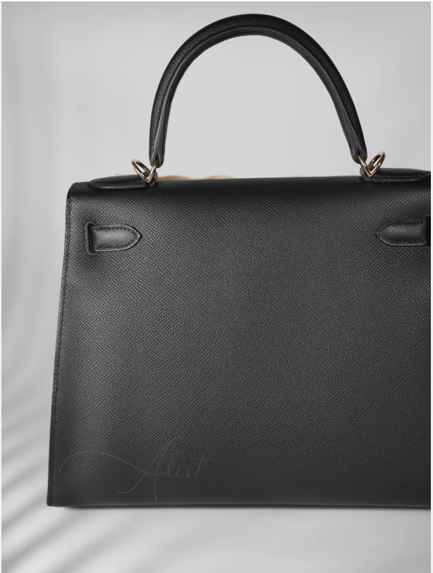 BNIB Hermes Kelly 25 Black Noir Epsom Sellier Gold HW 2024 Complete Receipt