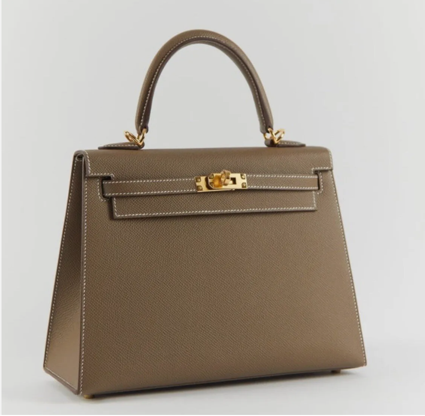 BNIB Hermes Kelly 25 Etoupe Epsom Sellier Gold HW W 2024 Complete Original Rec