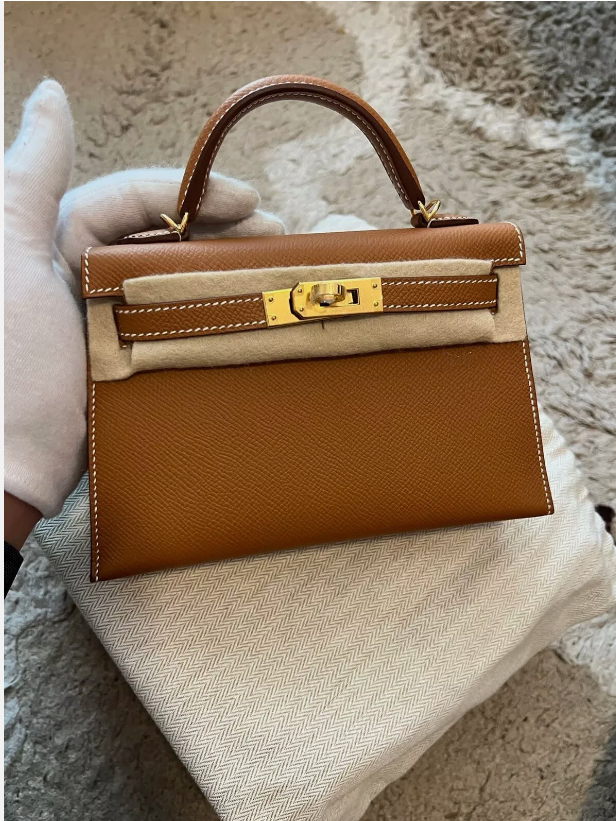 BNiB Hermes Mini kelly 20 Gold Epsom Gold HW W Stamp