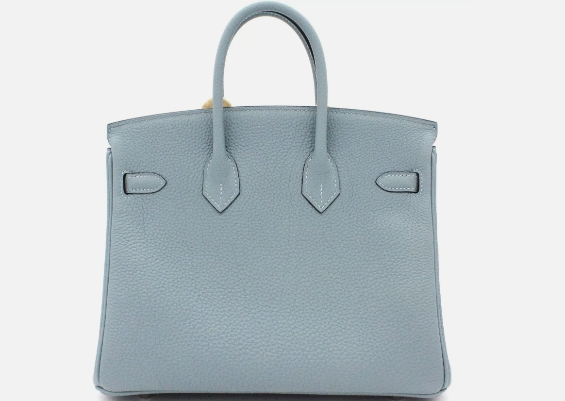 Hermes Birkin 25 Ciel Bleu Togo Palladium Hardware Y With Original Receipt