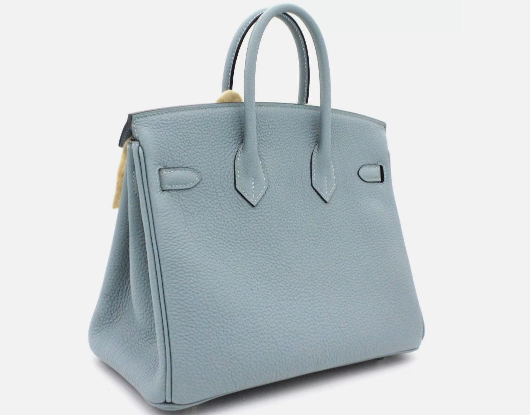 Hermes Birkin 25 Ciel Bleu Togo Palladium Hardware Y With Original Receipt