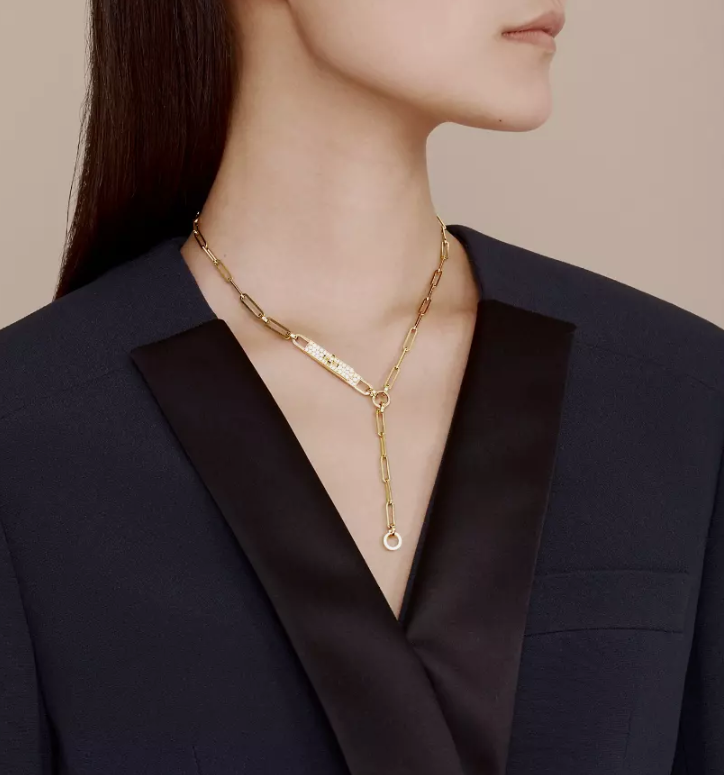 BNIB Hermes Kelly chaine necklace gold with diamonds DIA YG-18k Over $16K Retail