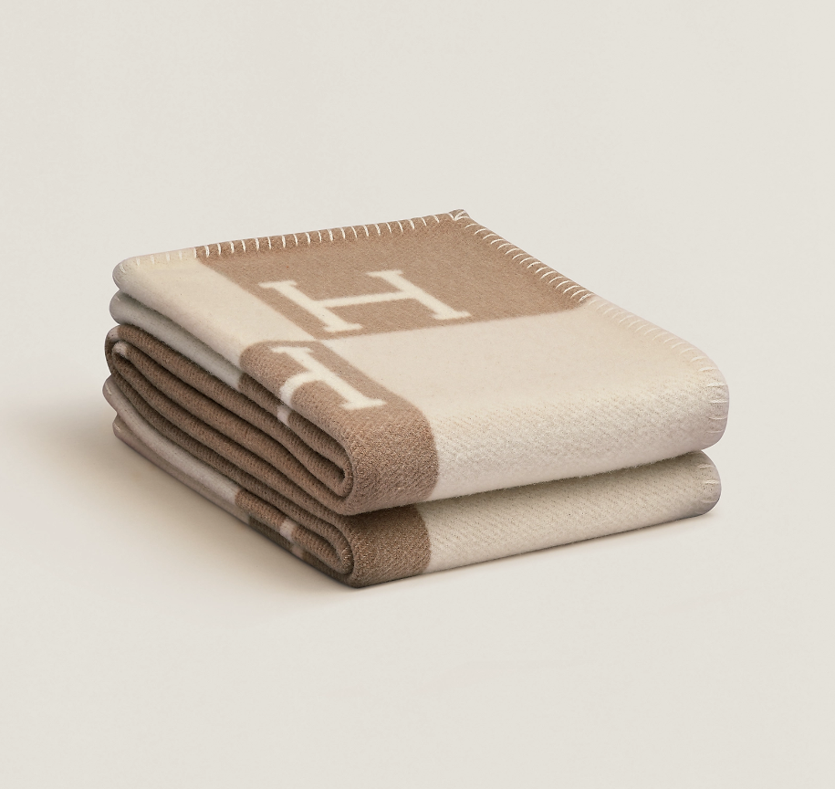 New Hermes Avalon blanket Noisette Moyen Blanc