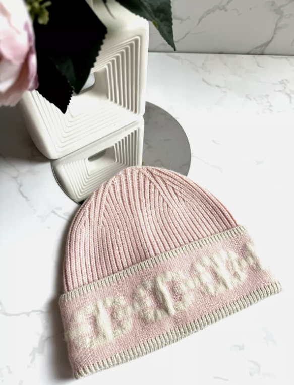 BNIB Hermes Heaven Beanie Cashmere Knit Me SM PO Rose Poudre/Ecru NEW