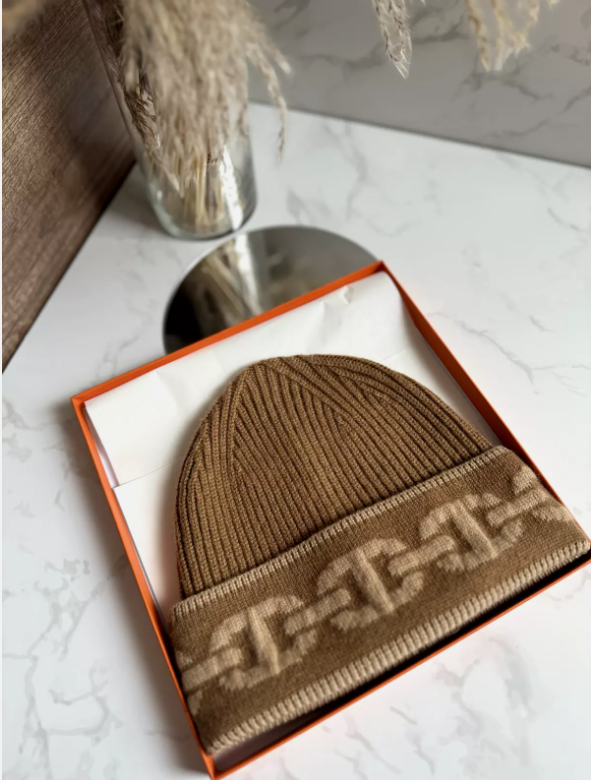 Hermes Heaven Beanie Cashmere Knit Me UI Chataigne/Biscuit