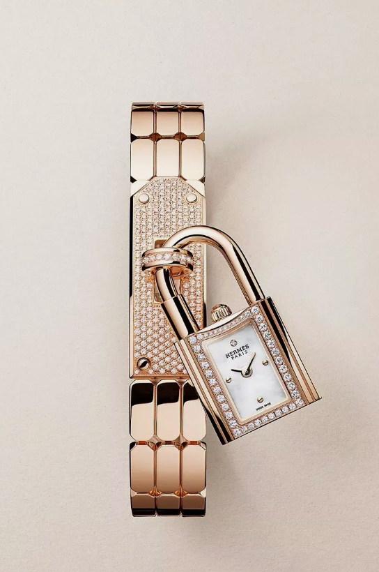 BNIB Hermes Mini Kelly Watch Rose Gold 16 mm With Diamond Set Over $40K Retail