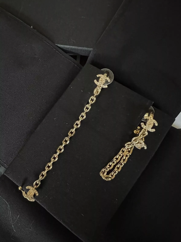 Chanel Drop And Hook Earrings Gold With Crystals - BNIB