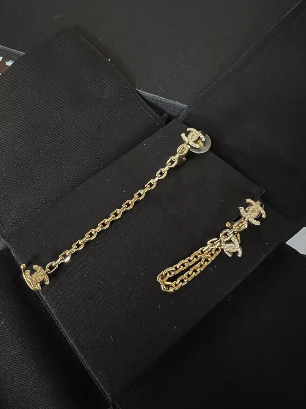 Chanel Drop And Hook Earrings Gold With Crystals - BNIB