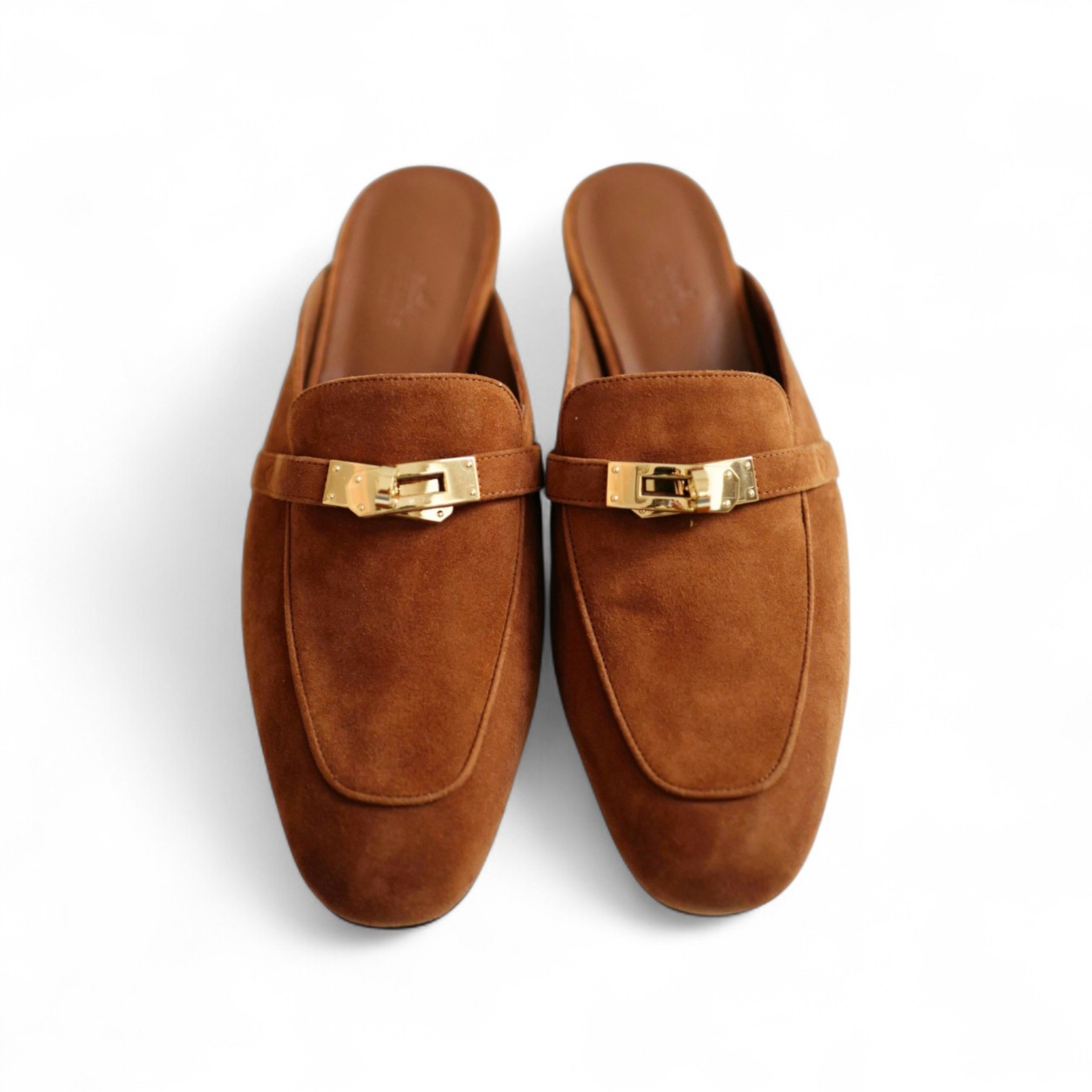 BNIB Hermès OZ Mule Velvet Goatskin Brun Amourette With Gold Hardware Size 39
