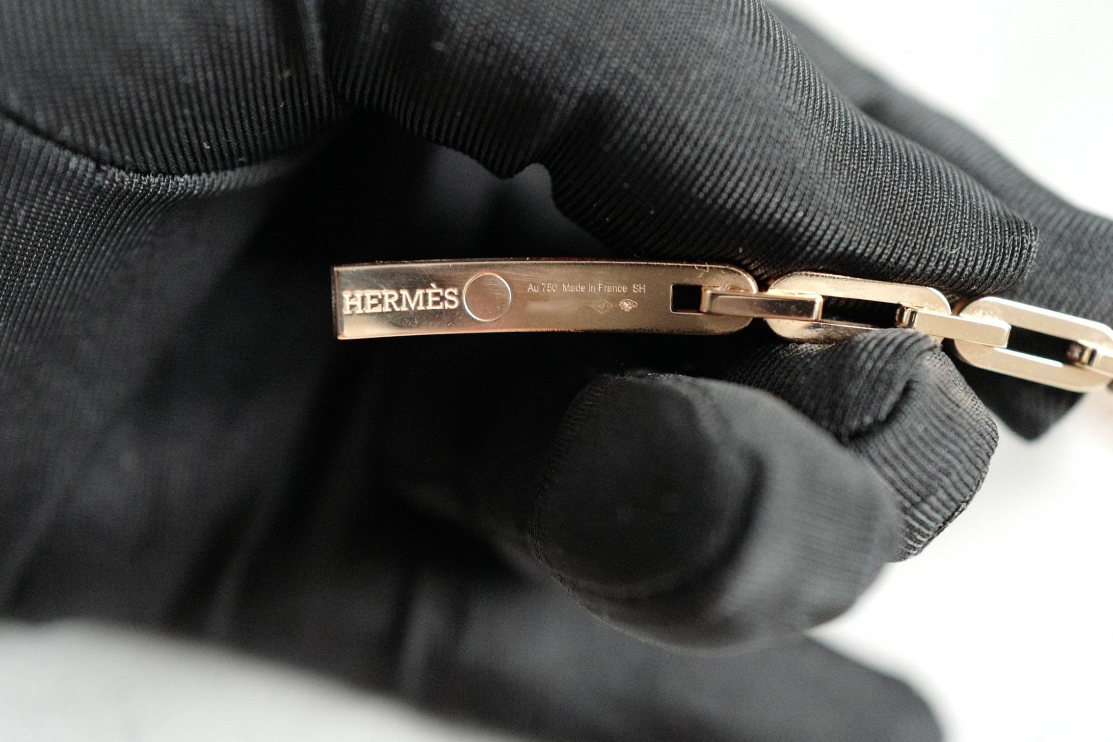 BNIB Hermès Kelly Chaine Bracelet Full Diamond 18K Rose Gold Small SH