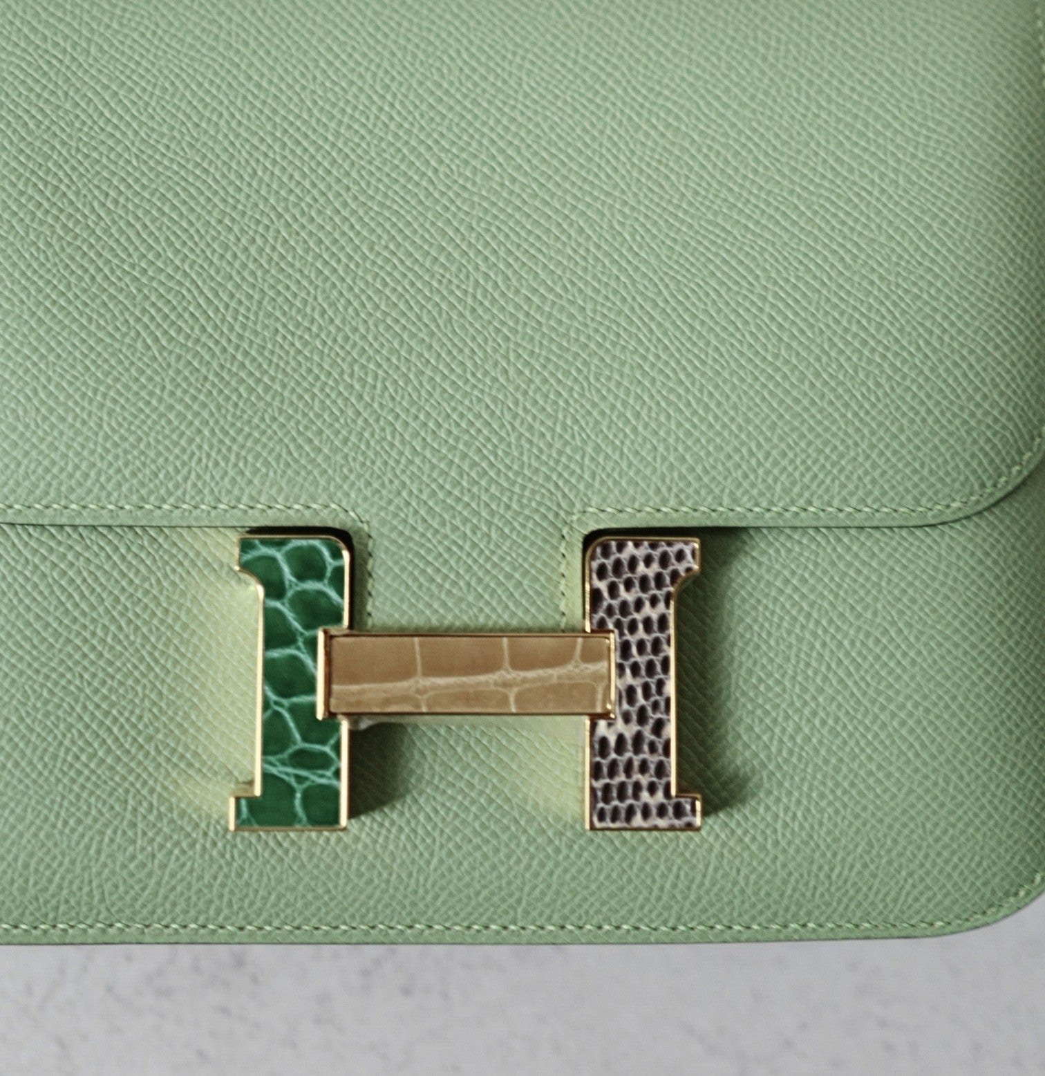 BNIB Hermès Constance 18 Vert Criquet Epsom Leather Bag Exotic Buckle GHW Stamp B 2023