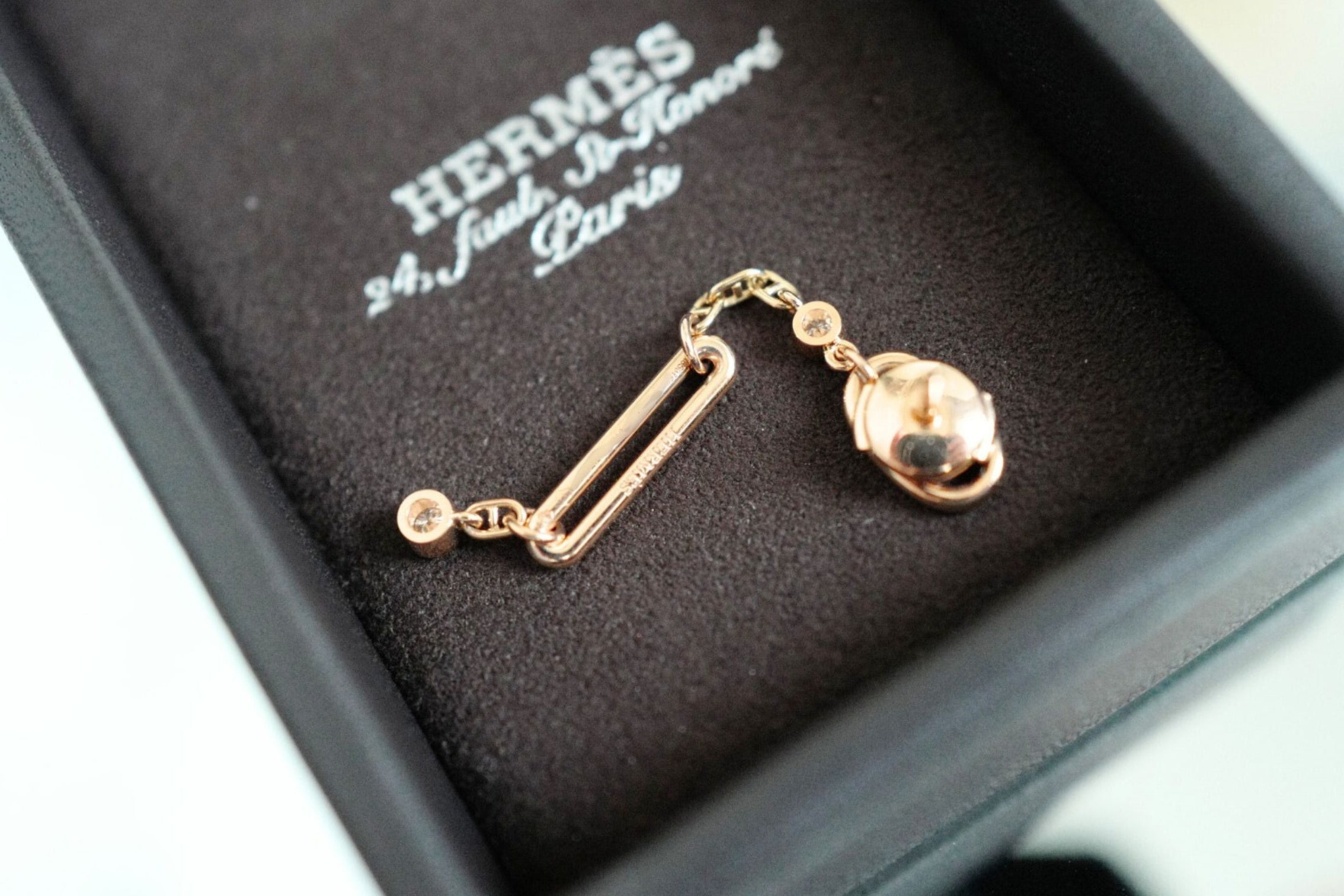 Hermès Chaîne d’Ancre Chaos Earrings Rose Gold with Diamonds