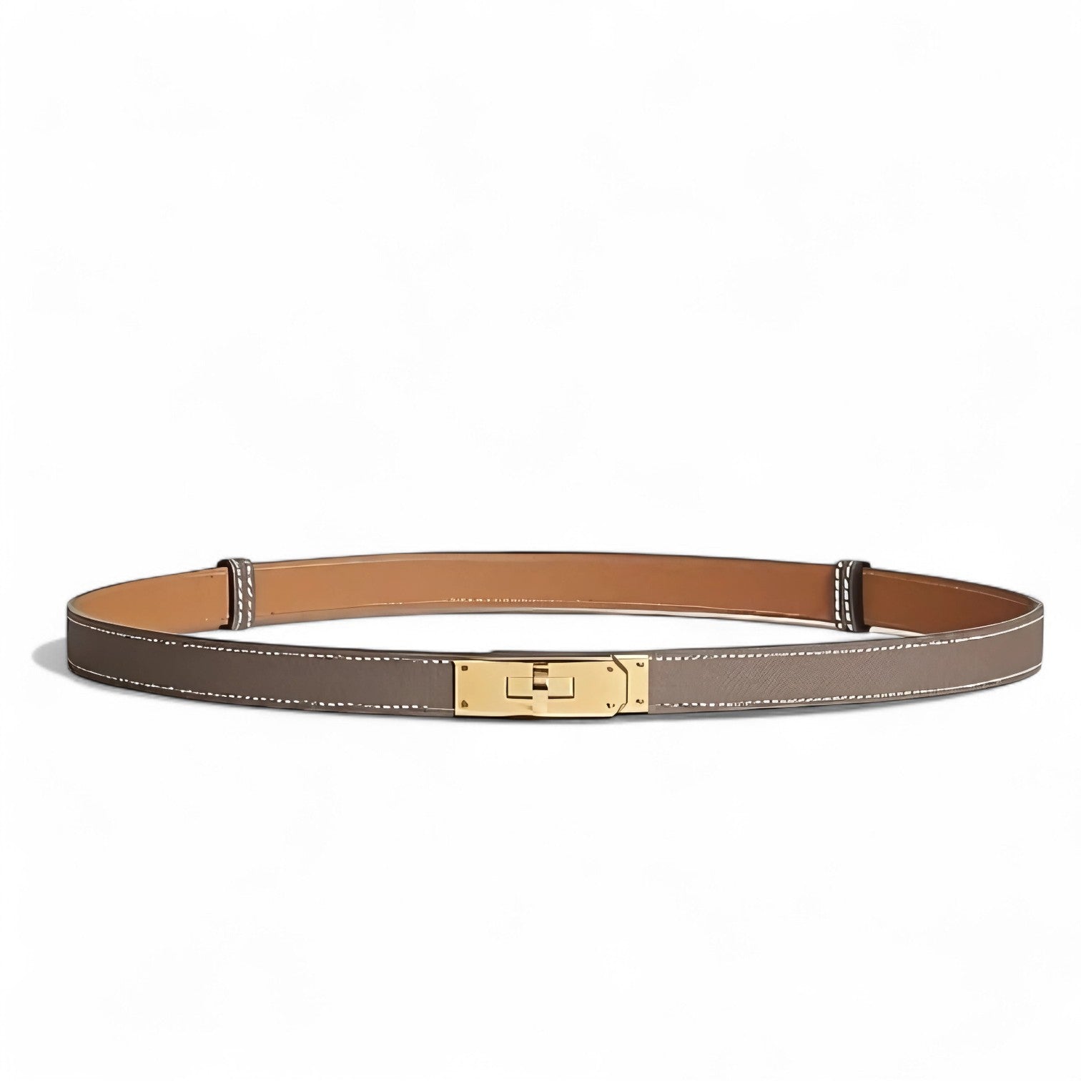 NEW Hermes Kelly Belt 18 Epsom Calfskin Etoupe Gold HW