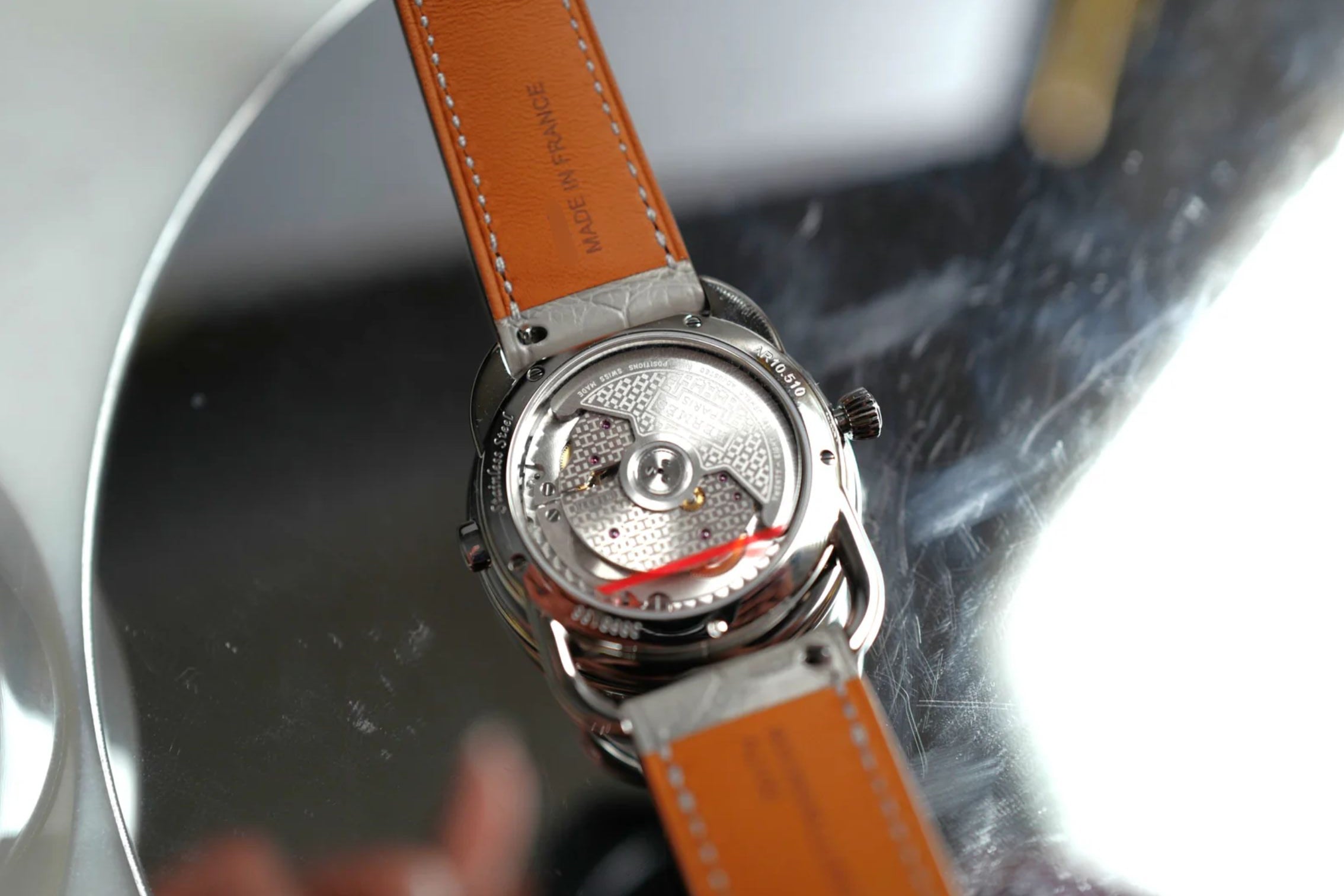 BNIB Hermès Arceau Le Temps Voyageur 38mm Gris Perle Diamonds $38K