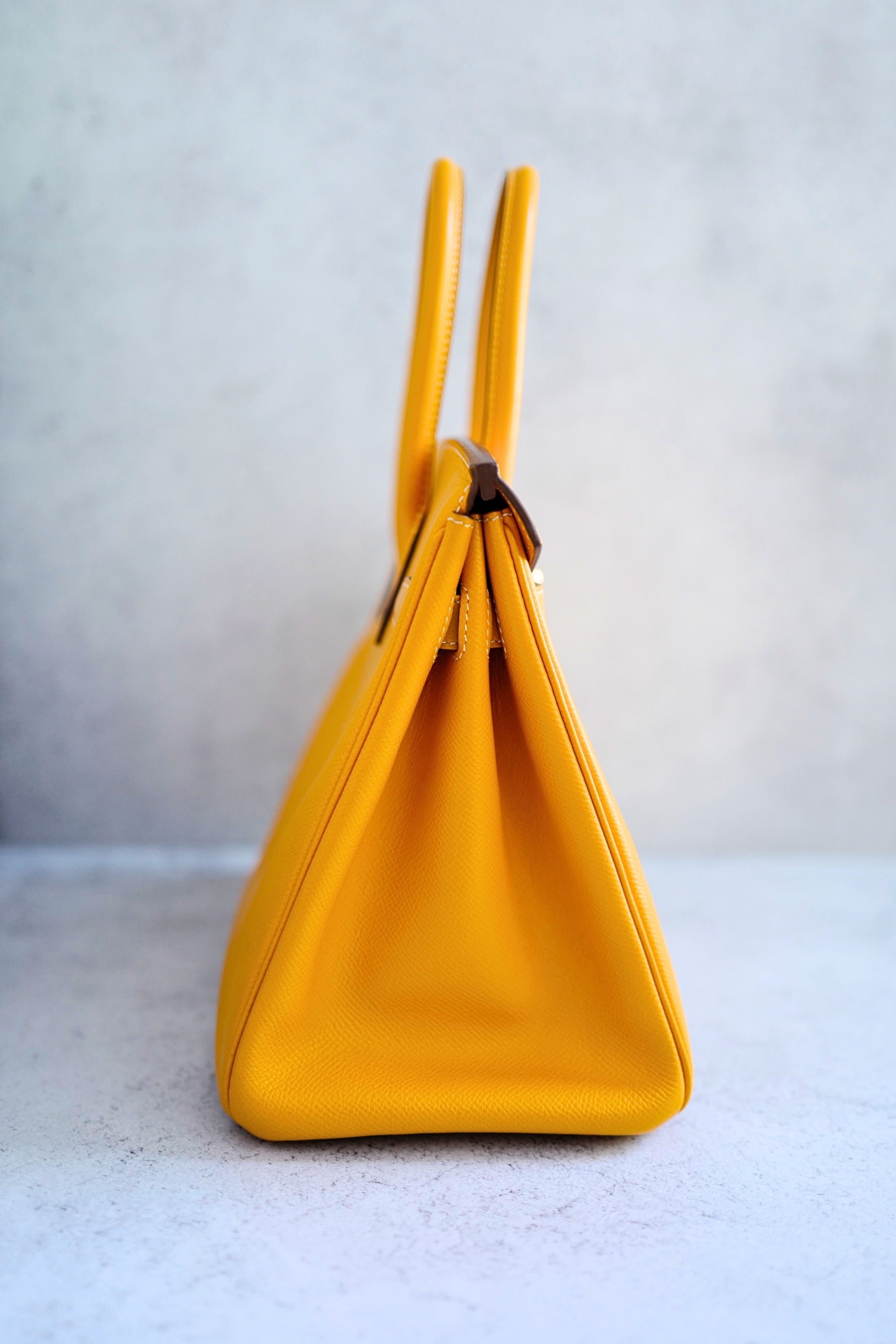 Hermès Birkin 30 Jaune d'Or Epsom Leather Candy Edition Orange Inside & Gold HW