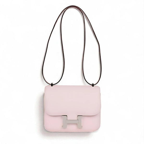 BNIB Hermes Mini Constance 18 Rose Darling Chevre leather with Palladi