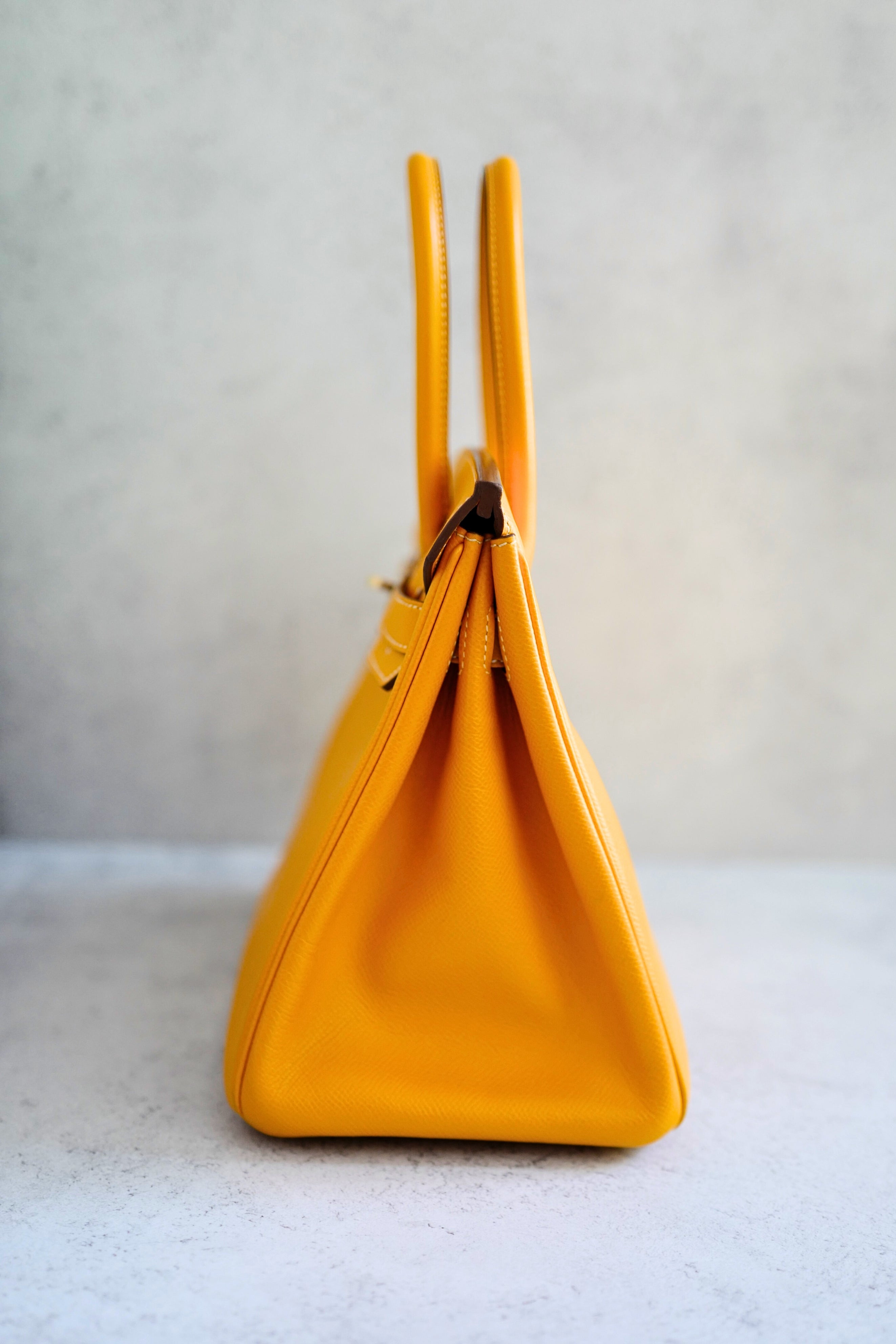 Hermès Birkin 30 Jaune d'Or Epsom Leather Candy Edition Orange Inside & Gold HW