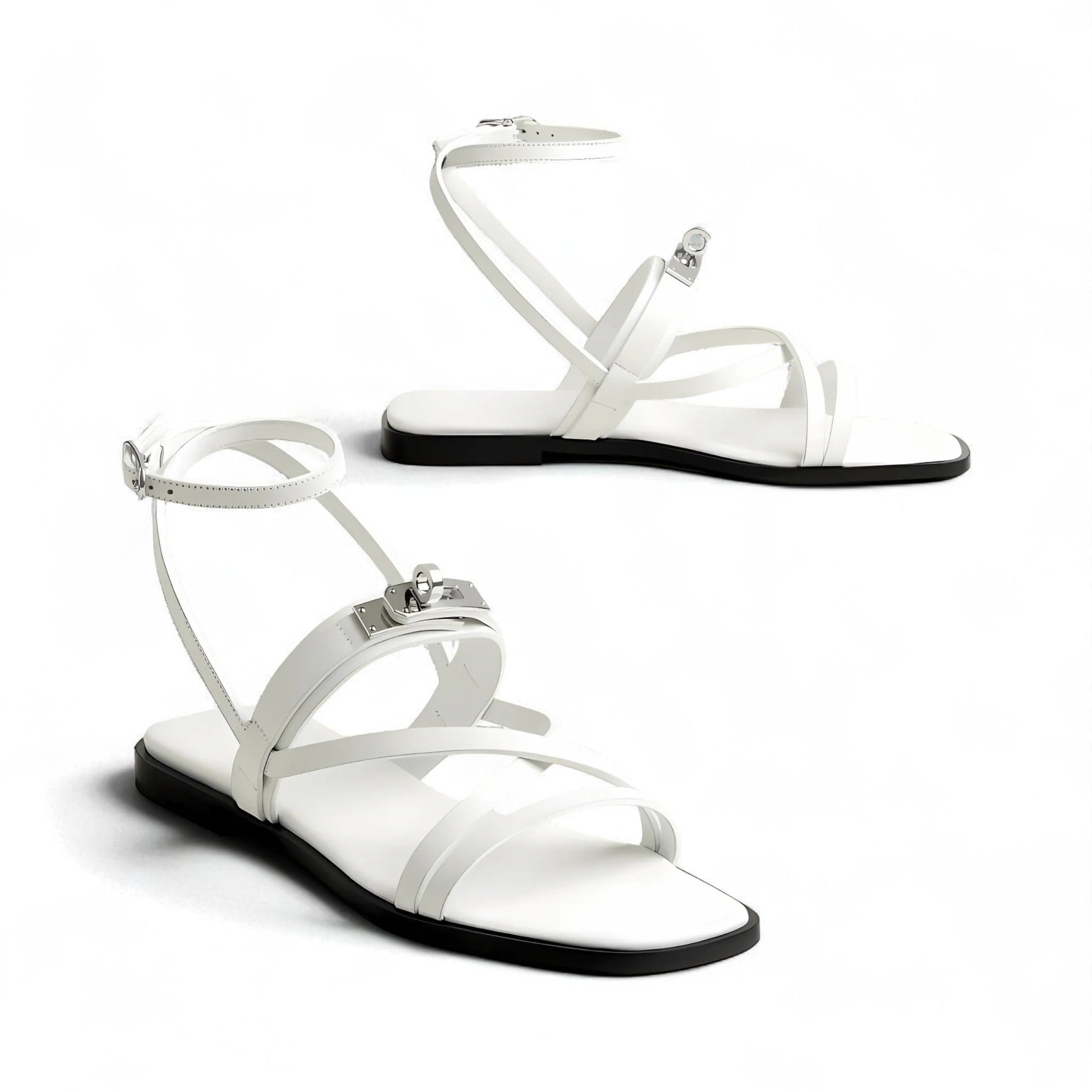 BNIB Hermes Women's June Sandal WHITE CALF 38.5
