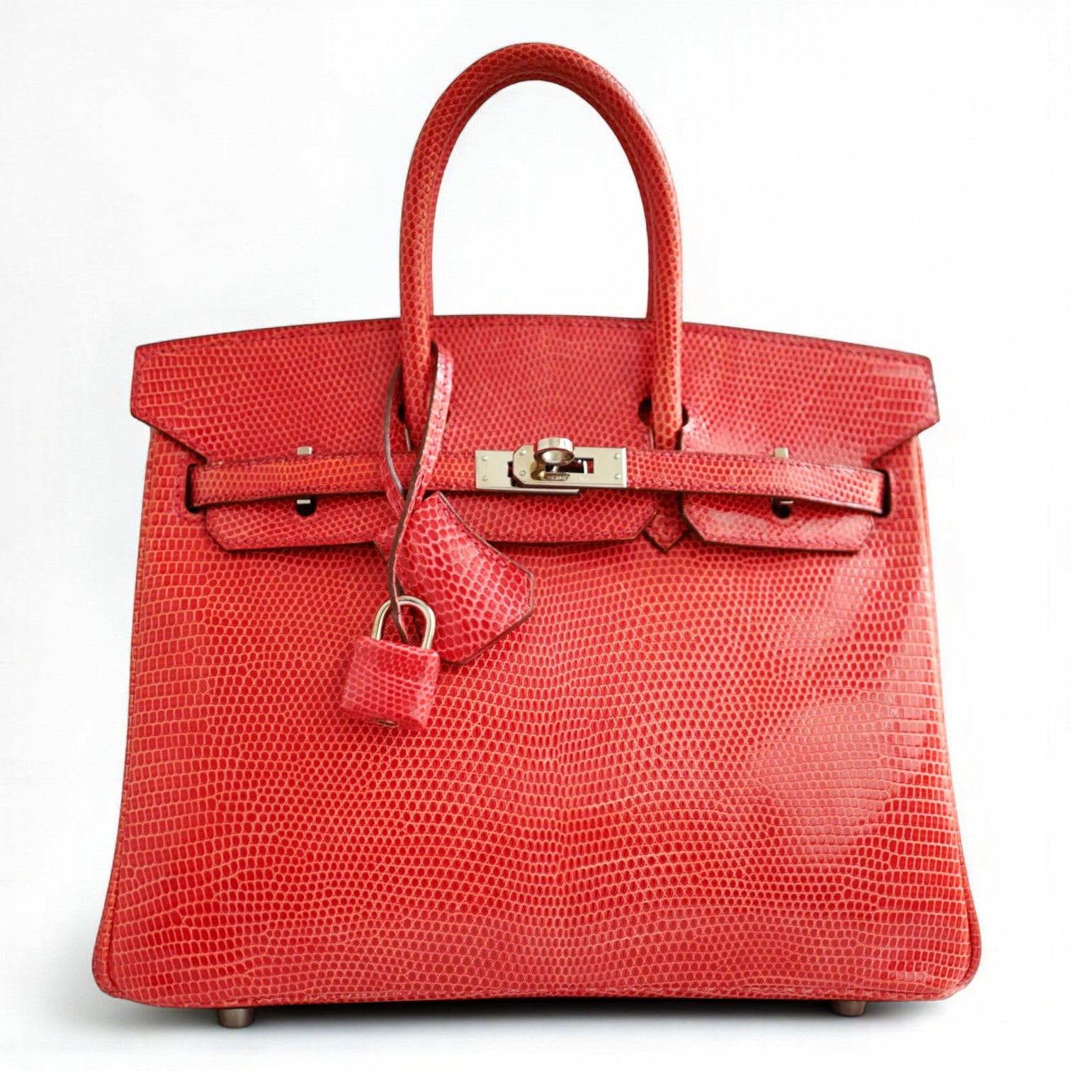 Hermes Birkin 25 Lizard In Bougainvillea Red With Palladium HW