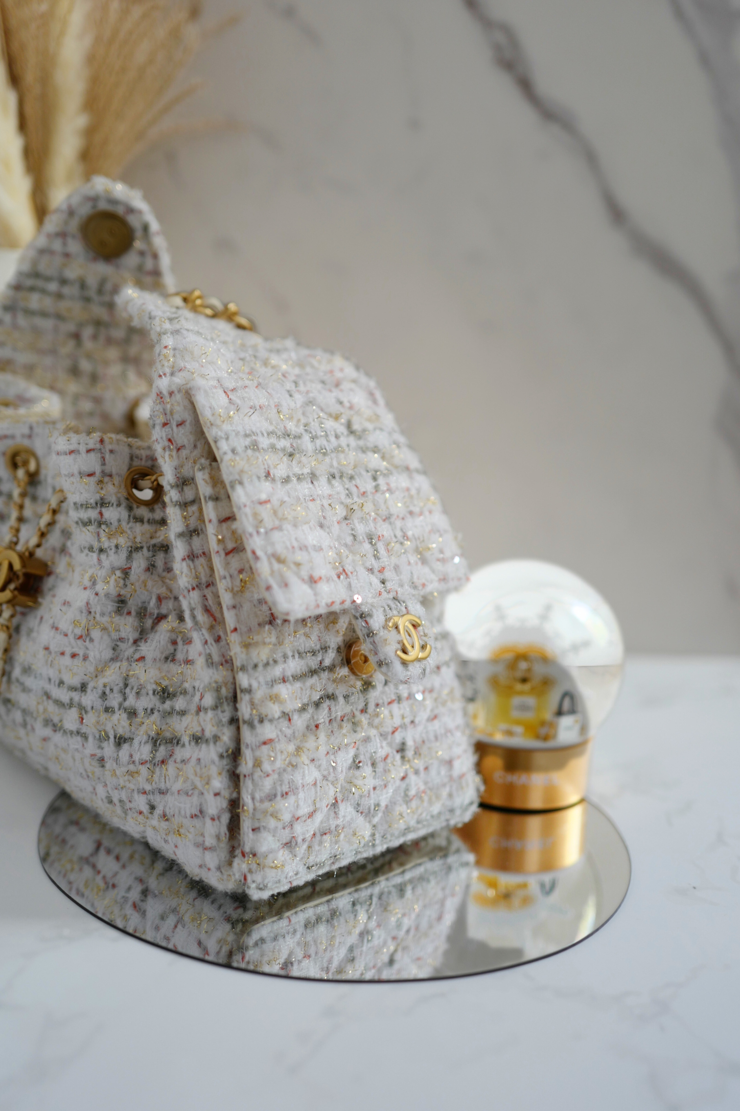NEW Chanel 25A Small Hobo in Light Tweed with Gold Hardware