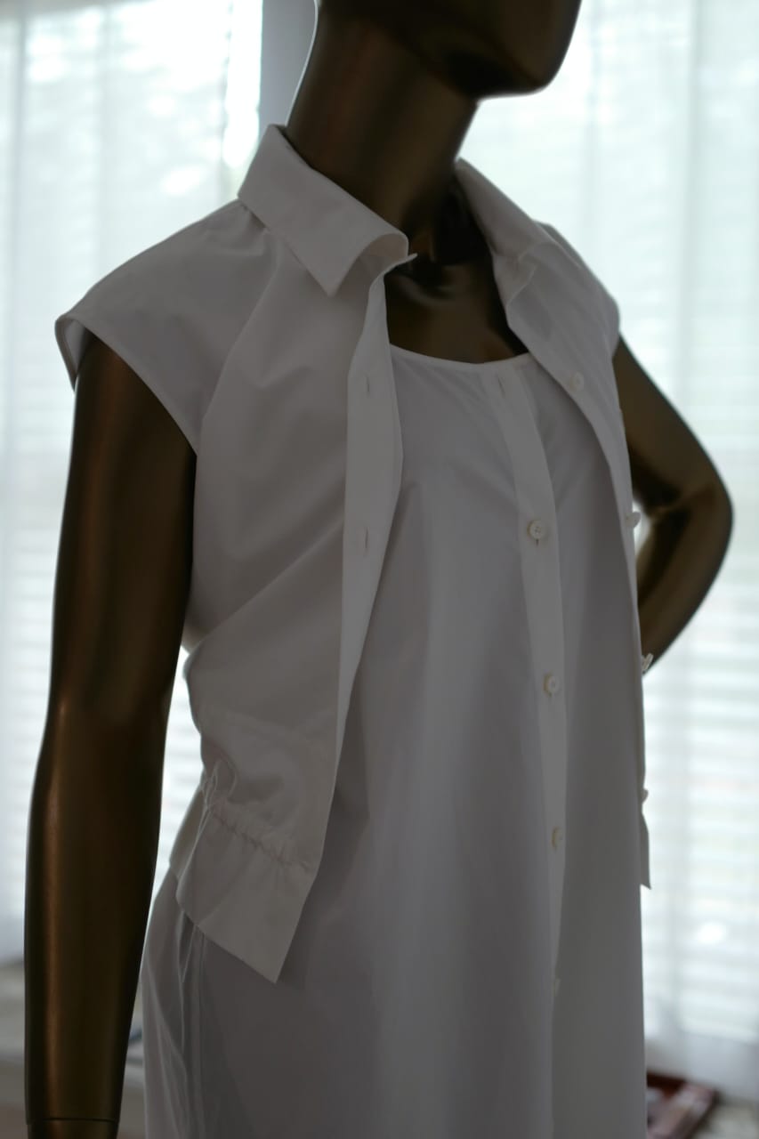 Hermes Robe Inspi Chemise 90 Blanc White Cotton Dress Size 40 NEW