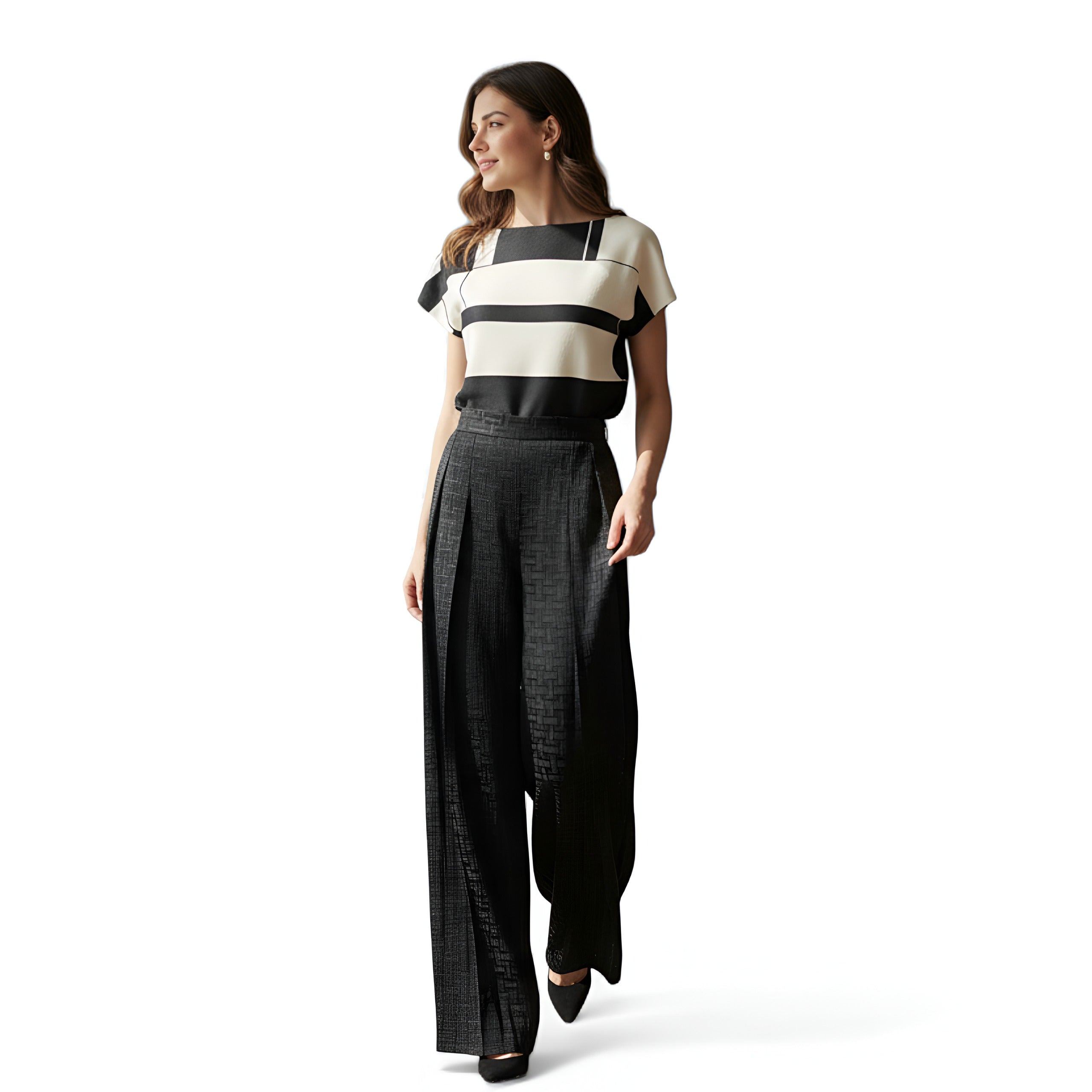 New Hermès Mosaique Wide-Leg Pants Noir Black Size 36