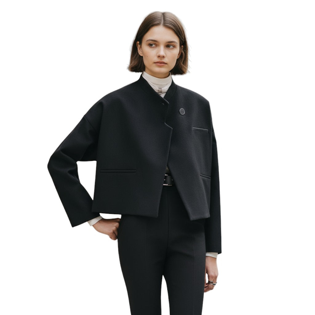 NEW Hermes Veste Blazer Noir/black With Buttons Detail Cuir Double Size 36