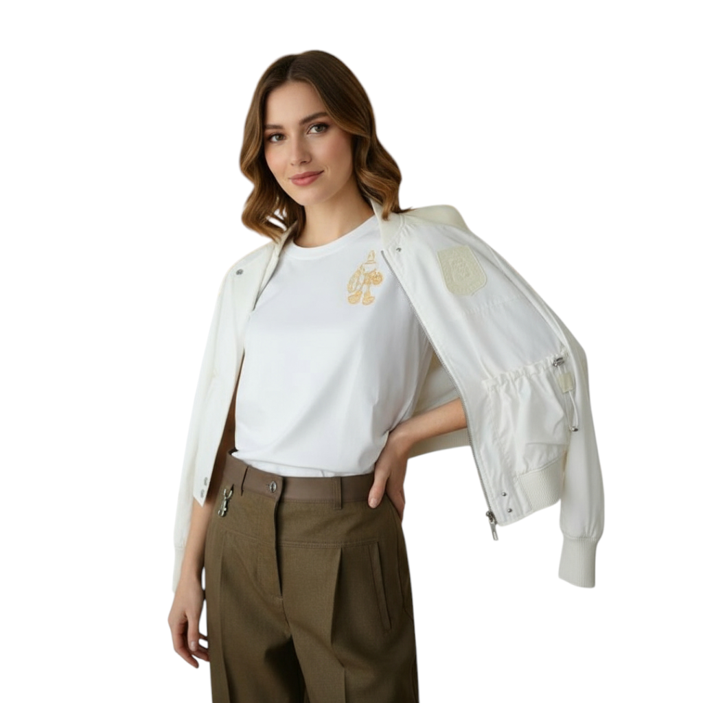 Hermes Blouson Brode Esprit Bombers Jacket Blanc size 36 BNIB