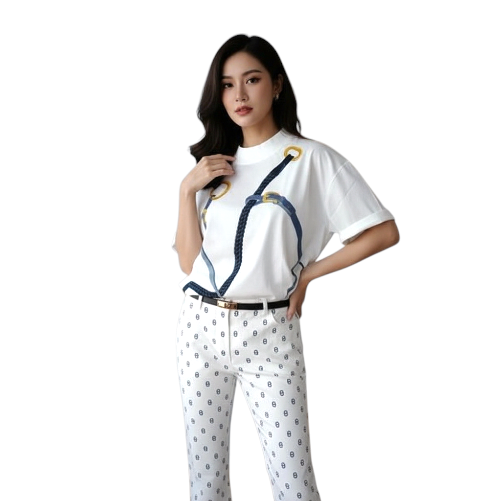 NEW Hermès "Coaching Remix" Boxy-fit T-shirt Blanc/white - Size 36 Over $900