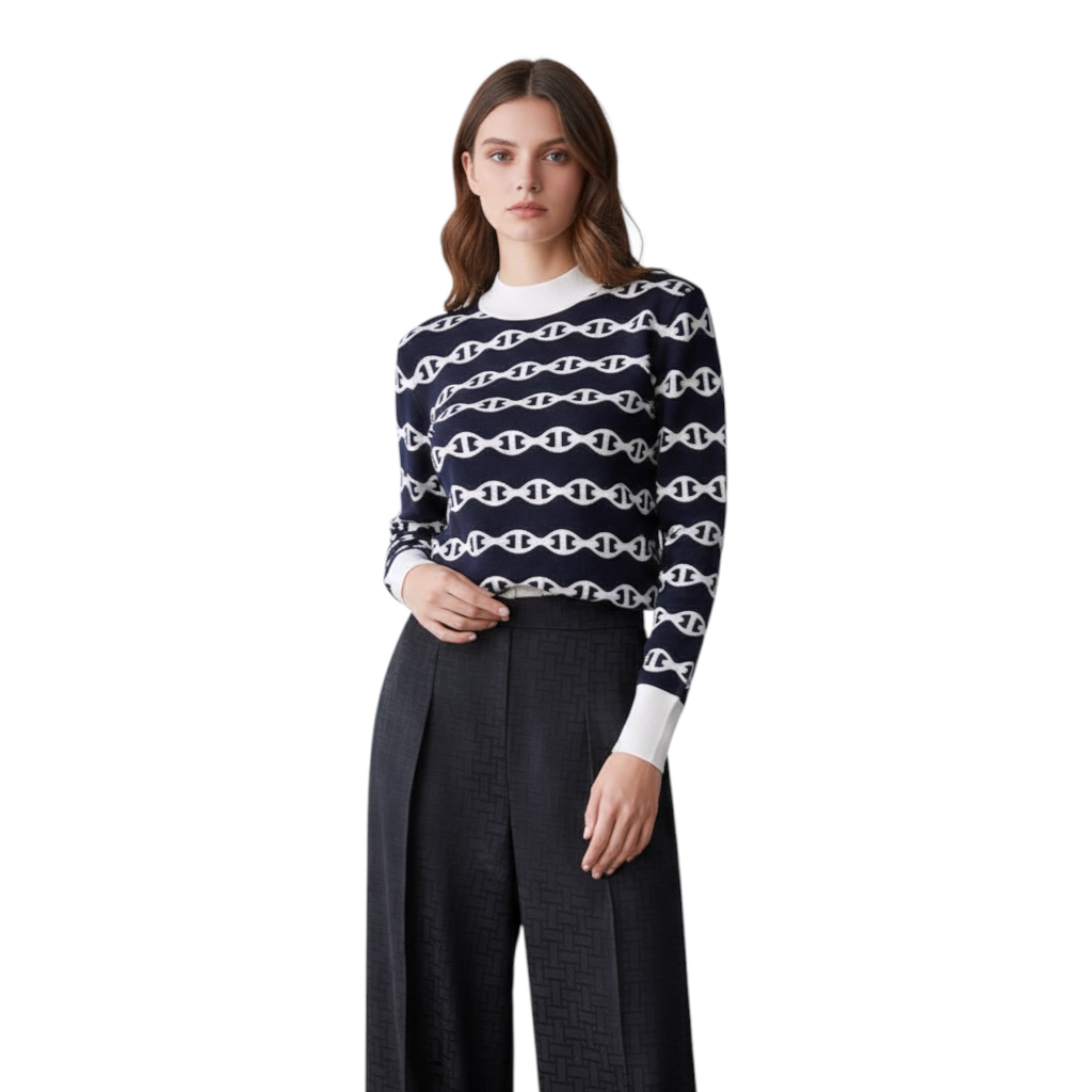NEW Hermes Chaine d'Ancre Long-sleeve Sweater Size 36 Bleu Noir